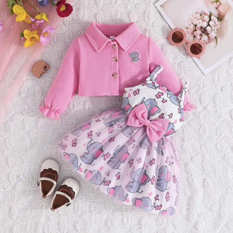Baby Girl Dress Set 2PCS Fall Winter Long Sleeve Cardigan Floral Sleeveless  Sundress Clothes Outfits Boho Dresses Juniors - Walmart.com