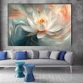 thumbnail image 2 of Mudket White Lotus Flower with Fluid Art Canvas Wall Art, Framed Floral Print, Ready to Hang Wall Decor for Living Room Bathroom, Calming Artwork - 12"L x 8"W, 2 of 10