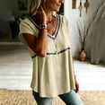 thumbnail image 5 of Turilly Boho Lace Trim Blouse for Women V-Neck Short Sleeve Loose Fit Casual Peplum Top Button Shirts, 5 of 6
