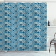 thumbnail image 1 of Ambesonne Navy Blue Shower Curtain, Grid Ornamental Squares, 69"Wx84"L, Multicolor, 1 of 3