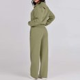thumbnail image 6 of ZsaeSM Women 2 Piece Casual Tracksuit Sets Half Zip Lapel Sweatshirt & Drawstring Wide Leg Pants Comfy Lounge Outfit Set Army Green L, 6 of 7