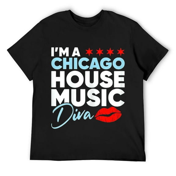 Mens Chicago House Music Diva T-Shirt Black