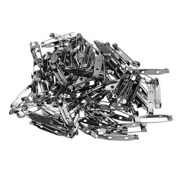 100Pcs Badge Pins, 30mm Safety Pins Bar Badge Pins Name Tag Pin Bulk Flat Back Strips Small for Clothes DIY Crafts, Black
