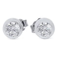 thumbnail image 1 of 1/2ct Bezel Set Diamond Studs Earrings 14K White Gold, 1 of 1