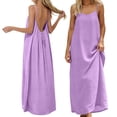 thumbnail image 2 of BOOMNY Women's Backless Cami Dress Spaghetti Strap Cami Lounge House Dresses Flowy Beach Summer Maxi Sundress, 2 of 7