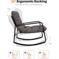 thumbnail image 4 of Outdoor Rocking Chair, Metal Patio Rocking Chair, Indoor Rocking Chair with Cushion, Papasan Rocking Lounge Chair, Comfy Modern Rocker Chair for Porch, Living Room, Garden, Lawn, Dark Grey, 4 of 9