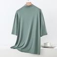 thumbnail image 5 of Fengactive Womens Mock Neck Lounge Set Half Sleeve Top and Drawstring Wide Leg Pants Sleepwear, 5 of 6