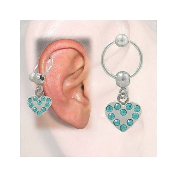 Cartilage - Tragus Heart Design with Jewels (16G-3/8 In-10mm)