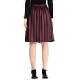 thumbnail image 4 of INSPIRE CHIC Women's Striped Skirt Elastic High Waist Button Front A-Line Midi Skirt XS Red Black, 4 of 8