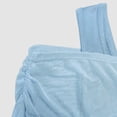 thumbnail image 6 of Women's Plus Size 2 in 1 Off Shoulder T Shirt Ruched Sheer Bell Long Sleeve Tee, Casual Slim Fit Going Out Y2k Shirts Blouses(Blue,M), 6 of 7