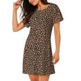 thumbnail image 2 of Disketp Brown Leopard para Camisón Corto de Manga Corta para Mujeres, Camisón Cómodo con Escote Redondo, Bonito y Confortable, 2 of 6