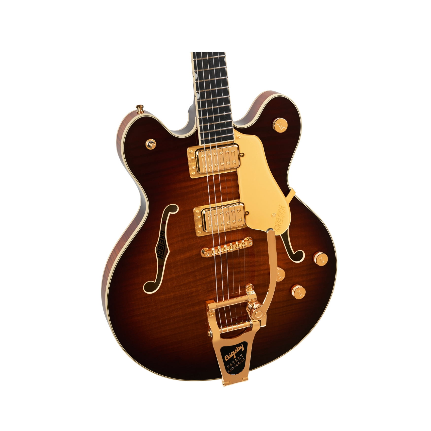 Gretsch Broadkaster LX Figured Center Block 6-String Electric Guitar with String-Thru Bigsby, Gold Hardware and Ebony Fingerboard (Havana Burst)