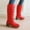 Red, variant on Women Round Toe Warm Knee High Boots Plus Size Mid Heel Quilted Fabric Tall Boots Non Slip Outsole for Fall Winter Commuting Travel White