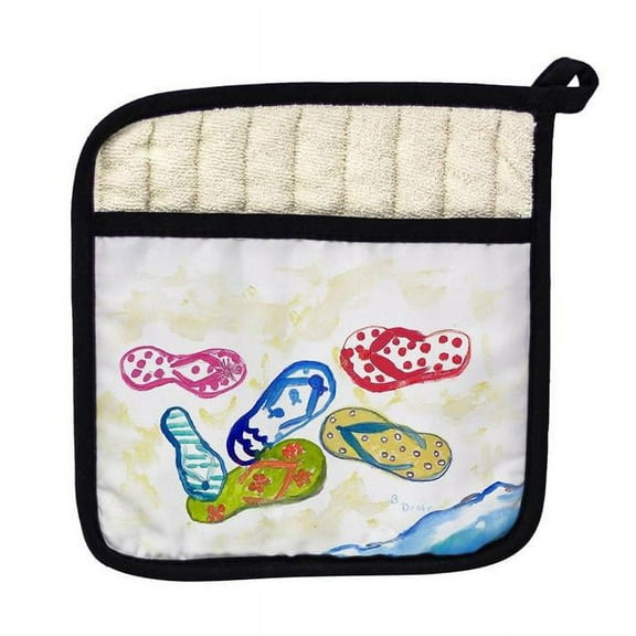 Betsy Drake PT154 Six Flip Flops Pot Holder