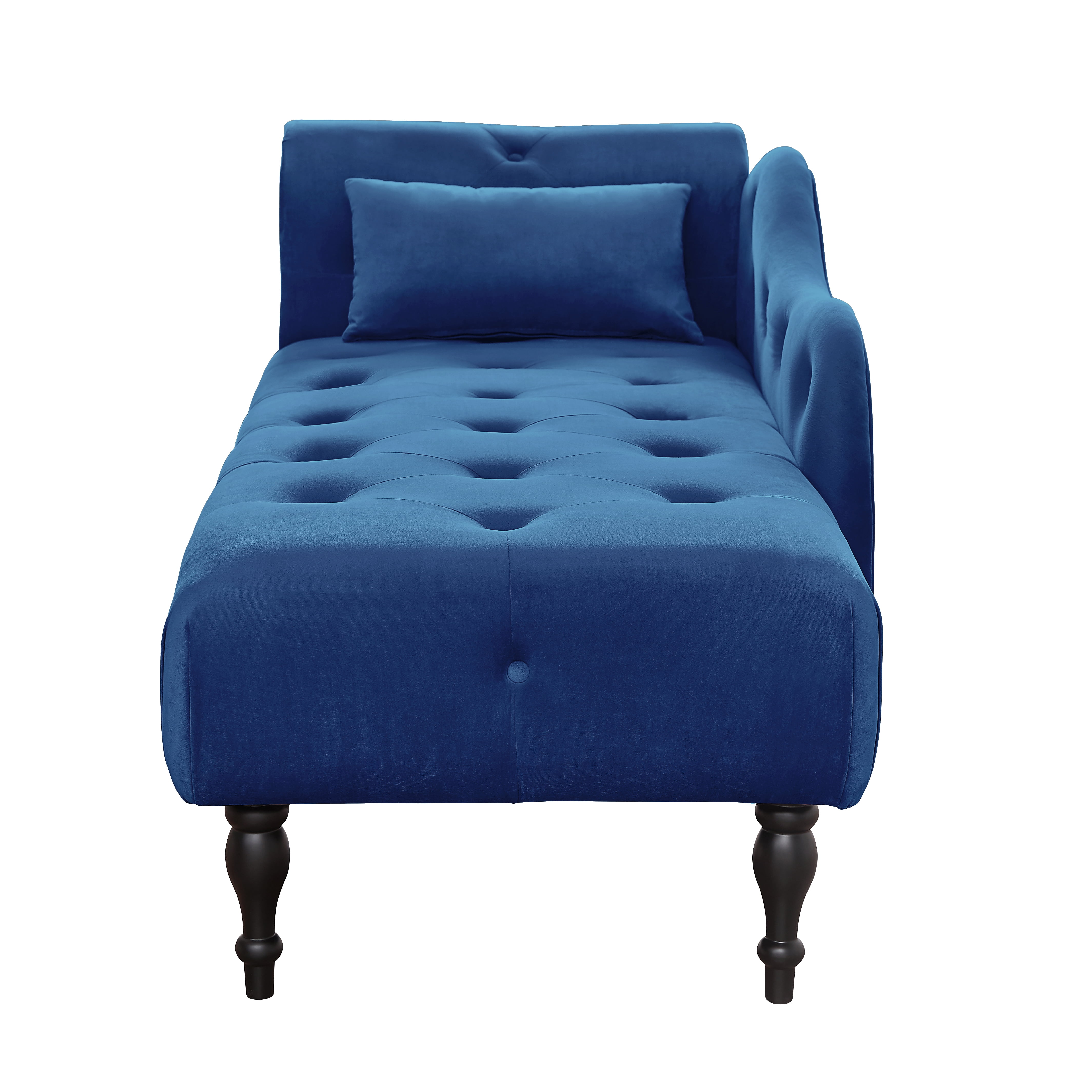 Miniyam Velvet Chaise Lounge, Tufted Accent Chaise Chair with Pillow for Living Room Bedroom, Blue
