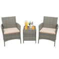 thumbnail image 6 of Devoko 3 Pieces Patio Furniture Set Outdoor Conversation Set Wicker Bistro Chairs Set of 2 with Coffee Table for Porch Backyard Balcony,, Gray/Beige, 6 of 6