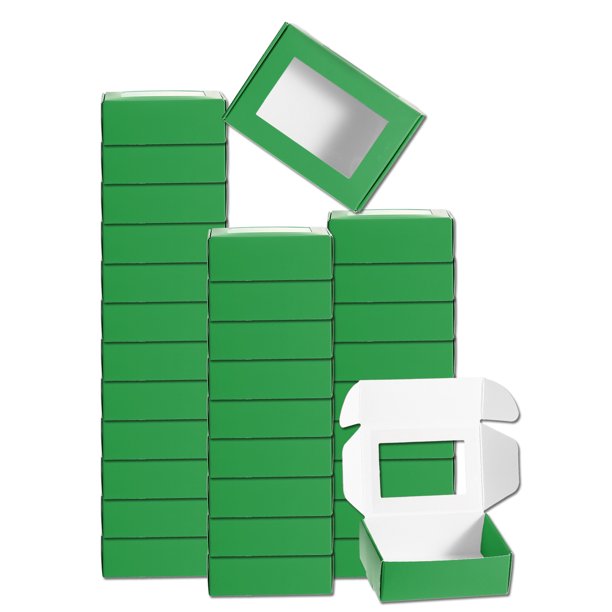32 Piezas Cajas de Embalaje de Jabón 2.4x3.3x1.2 Pulgadas Caja de Jabón de Kraft con Ventana (Rectángulo, Verde)