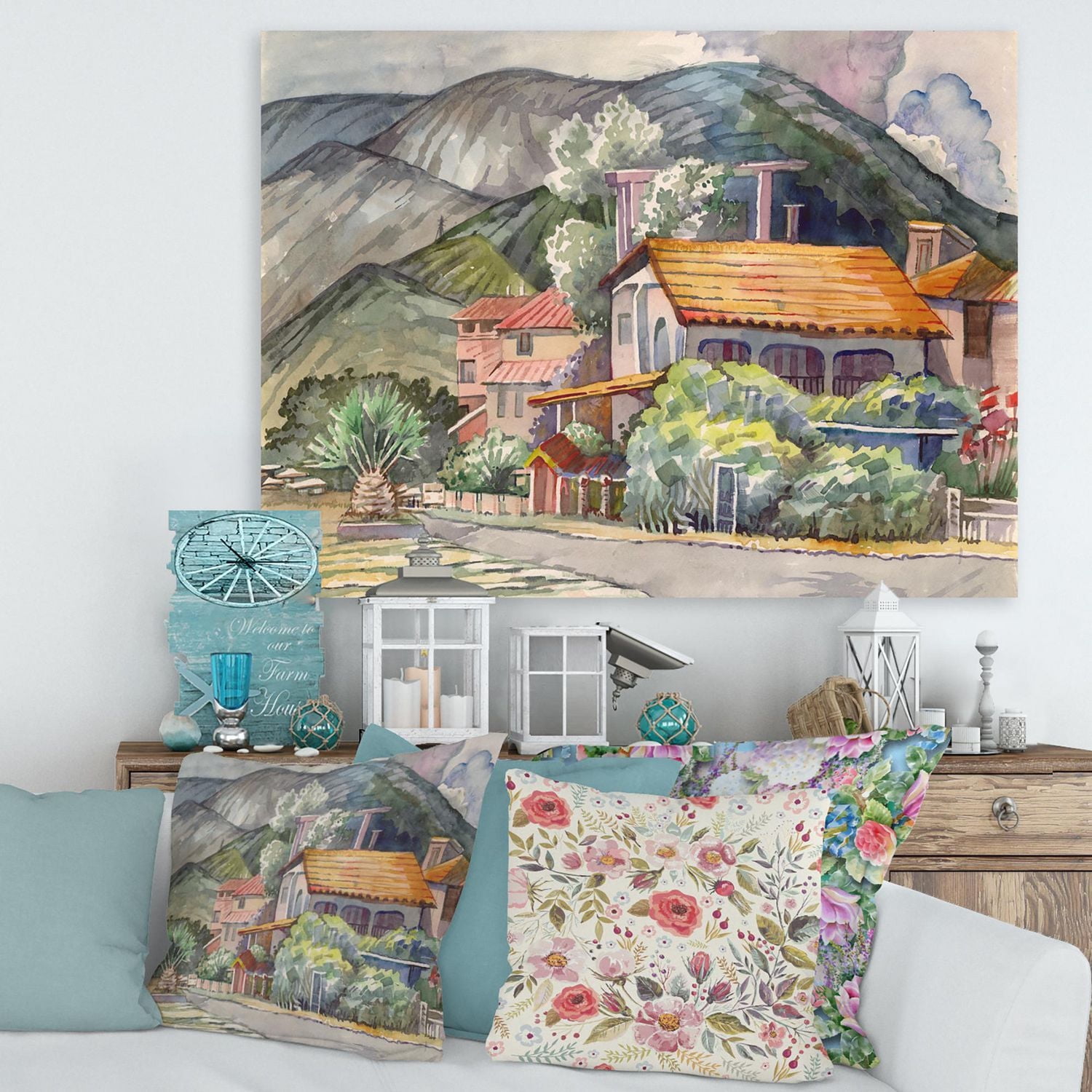 Designart Greek Landscape Off The Coast Of The Aegean Sea  Canvas Wall Art