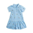 thumbnail image 5 of HILEELANG Baby Girls' Polo Collar Short Sleeve Dresses Strawberry Ice Cream Print Pink Blue Summer School Uniform Dress 2-Blue 2T, 5 of 5