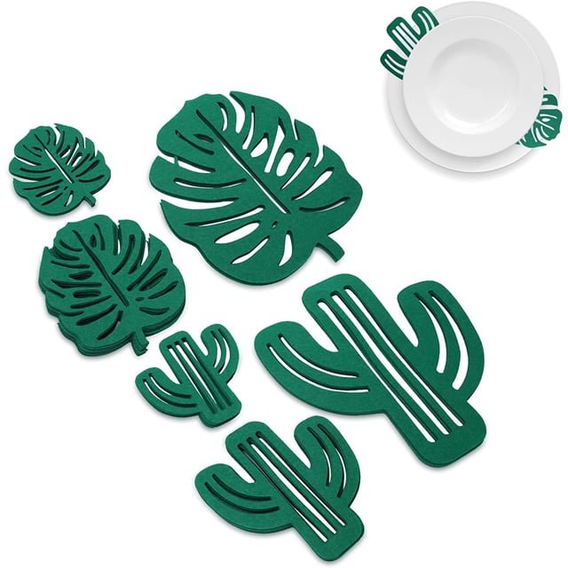 48Pcs Pan and Pot Protectors, 6 Sizes Felt Plate Dividers Protector Pan Pot Separators for Stacking Cookware, Cactus Shape and Leaf Shape
