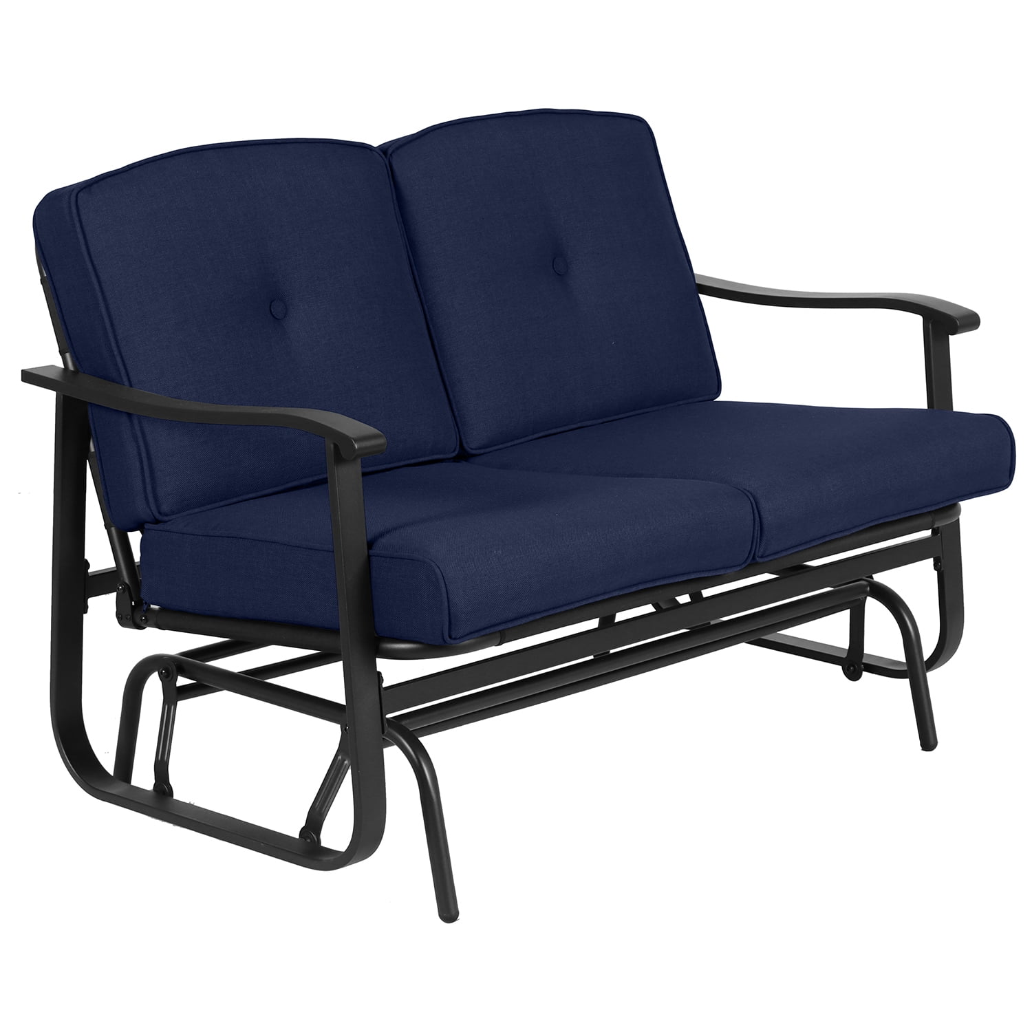 Mainstay Brandclub Mainstays Belden Park Cushion Steel Outdoor Glider Bench Navy Blue Black