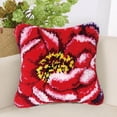 thumbnail image 3 of ziyahi Latch Hook Rug Kit DIY Embroidery With Printed Canvas Hand Cover Rug With Printed Needlework Cushion Pillow Mat Red Flower 1, 3 of 9