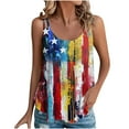thumbnail image 2 of Jsaierl Independence Day Tops for Women Casual Elegant Sleeveless Tank Top Patriotic Red White and Blue Graphic Camisole Soft Spaghetti Strap Blouses Vest, 2 of 6