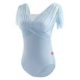 thumbnail image 2 of Fake Two-pieces Dance Leotards for Women Nylon Short Sleeves Ballet Bodysuit, 2 of 8