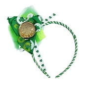 St. Patrick's Day Shamrock Coin Green and White Headband