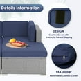 thumbnail image 7 of SOLAURA 4-Piece Outdoor Daybed Patio Gray Wicker Sectional Sofa Set with Navy Blue Cushions, 7 of 7