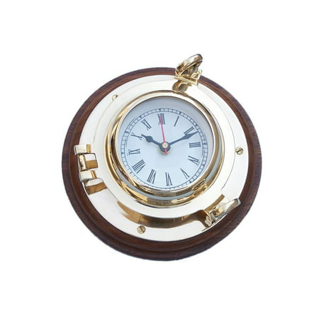 Brass Porthole Clock  7 Brass Nautical Clock  Decorative  