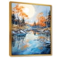 thumbnail image 2 of Designart "The Serenity Of Lakeside Fall Foliage" Landscape Lake River Floater Framed Wall Decor, 2 of 5