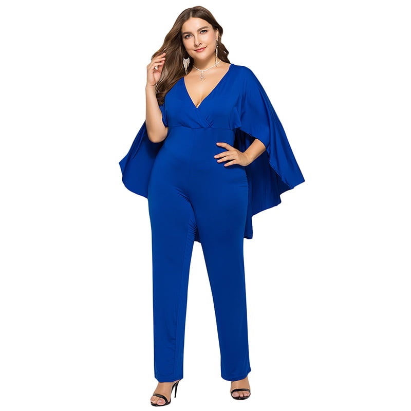 blue plus size jumpsuit