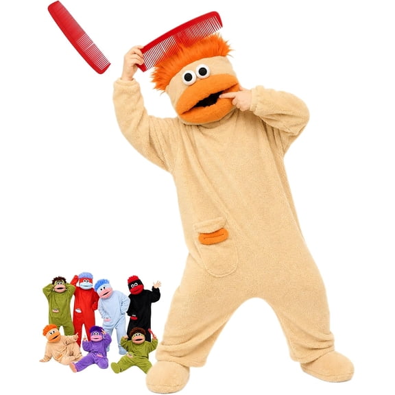 Adult, Big Mouth Monster Pajamas, Funny Plush Hooded Kigurumi Costume for Halloween & Party