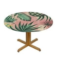 thumbnail image 3 of GOSMITH Tropical Leaves Hibiscus Flower Pineapple Round Table Cover White, 3 of 7