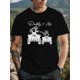 thumbnail image 1 of [Estilo informal] Camiseta de hombre de talla regular - Gráfico "Papá y yo", cuello redondo informal, algodón, ropa de verano, lavable a máquina - Diseño de padre e hijo en ATV, camiseta para el Día d, 1 of 6