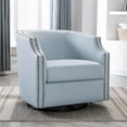 thumbnail image 2 of Bowery Hill Transitional Wooden Swivel Barrel Chair in Sky Blue, 2 of 8