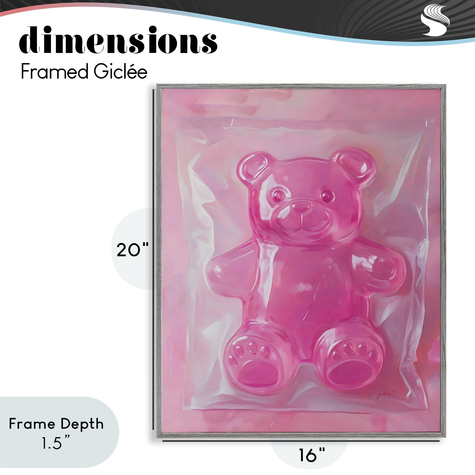 Stupell Industries Pink Gummy Candy Bear Gray Framed Giclee Art, design by The Prints Vibe