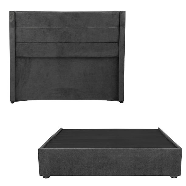 Base Cama Matrimonial + Cabecera Lugo Gris Oscuro