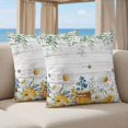 thumbnail image 5 of Pillow Covers 18x18 Set of 2, Daisy Spring Floral Square Throw Pillow Covers for Couch/Sofa/Living Room, Farmhouse Botanical Green Leaves Wooden Decorative Soft Pillowcases for Couch Throw Pillows, 5 of 9