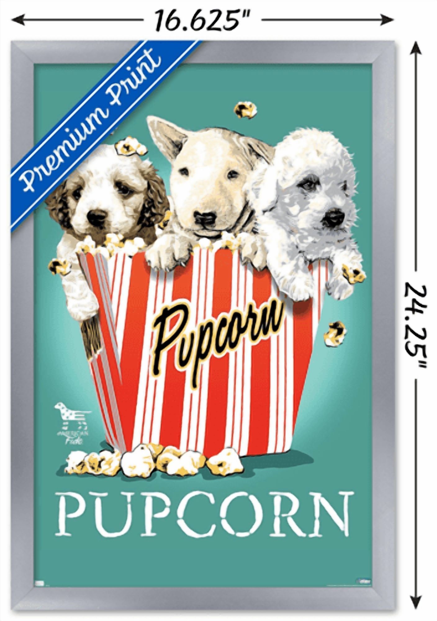 Jim Baldwin - Pupcorn Wall Poster, 14.725" x 22.375" Framed