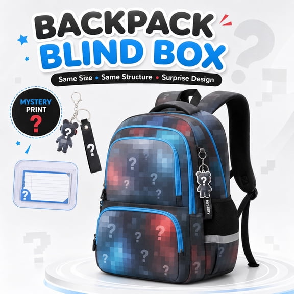 Random Style Kids School Backpack, Lightweight Water Resistant Bookbag Mystery Box with Ergonomic Straps, Ideal Back to School Gift