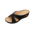 thumbnail image 2 of DIVVce Crisscross Cutout Wedge Slide Sandals For Women Open Toe Slip On Comfort Stitched Casual Footwear, 2 of 6
