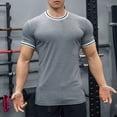 thumbnail image 2 of Men's Basketball Training T Shirt Stretch Muscle Fit Sports Performance Short Sleeve Athletic Active Workout Top Mens Basic Tee Shirts Summer Classic T-Shirts, 2 of 3