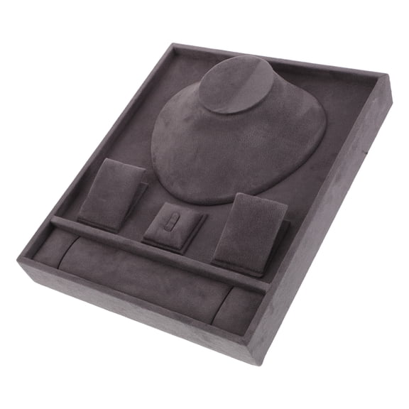 OULII Grey Jewelry Tray Organizer with Lint Base for Rings Bracelets Necklaces and Earrings Home Storage