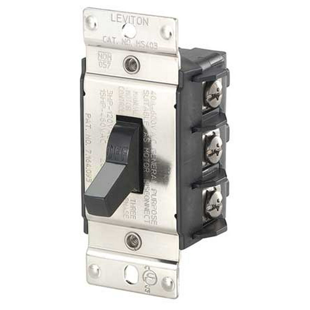 Leviton 40 Amp 600VAC Toggle Manual Motor Switch 3P, MS403DS Walmart