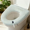 thumbnail image 3 of Kadlawus Under $5 ! Floral Faux Fur Toilet Seat Cushion Plush Fabric Handles for Easy Removal Machine Washable Soft Comfort Fit Standard Elongated Seats, 3 of 5