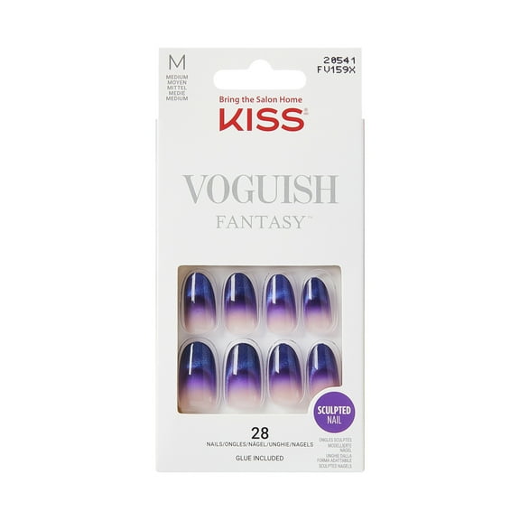 KISS Voguish Fantasy Press on Nails, Lovefool, Purple, Medium Oval, 28 Count
