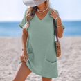 thumbnail image 6 of Delconic Fashionable Women's V-neck Pocket Casual Color Knitted Swimsuit Cover Green XL, 6 of 6