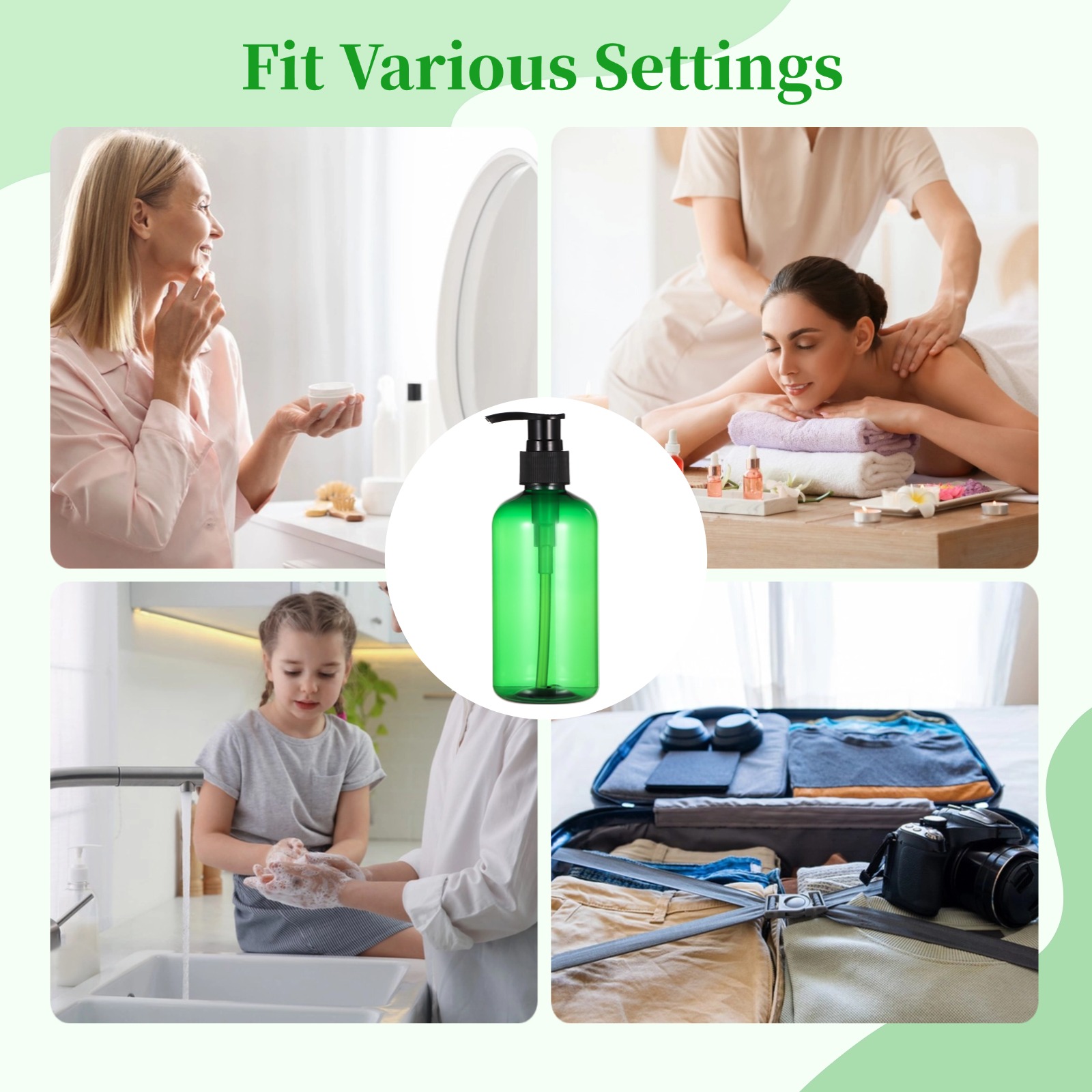 30 Pack 8 oz Empty Pump Bottles, Leak-Proof Refillable Travel Bottles for Shampoo, Lotion, Conditioner, Semi-Transparent Plastic Dispensers